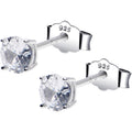 4mm CZ 925 Sterling Silver April Birthstone Stud Earrings