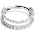 16G 3/8 Cubic Zirconia ASTM F-136 Implant Grade Titanium Double Hinged Segment Ring