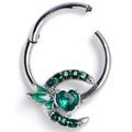 16G 3/8 Green Gem Butterfly Heart Moon Hinged Segment Ring