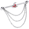 14G Aurora Gem Butterfly Pink Beauty Dangle Industrial Barbell 38mm