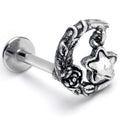 16G 5/16 Clear Gem Ornate Moon Star Labret Monroe Tragus