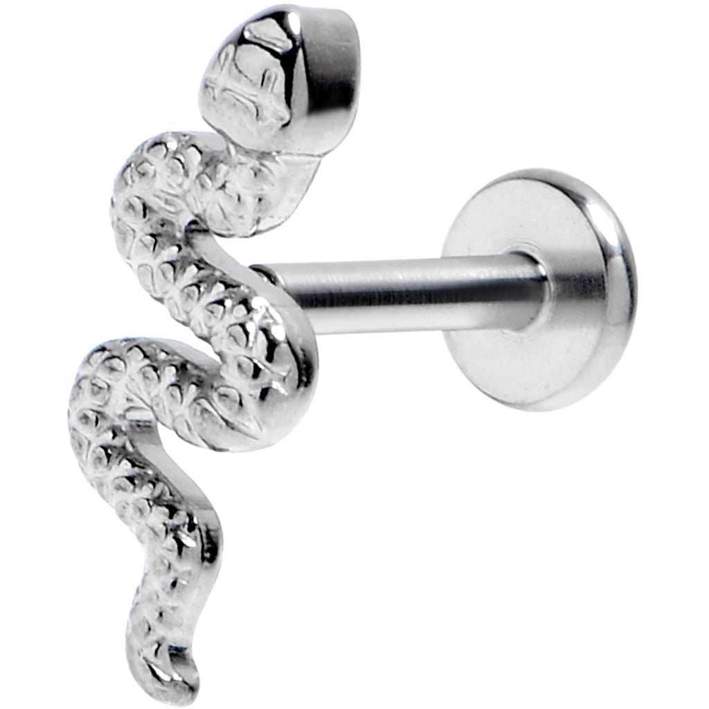 16G 1/4 Grade 23 Titanium Snake Threadless Push In Labret Tragus