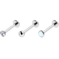 16G 5/16 White Synthetic Opal G23 Titanium Threadless Labret Set of 3
