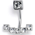 Clear CZ Gem Blocky Arch Double Mount Belly Ring