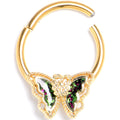 16G 3/8 Vitrail Gem Gold Tone Classic Butterfly Hinged Segment Ring