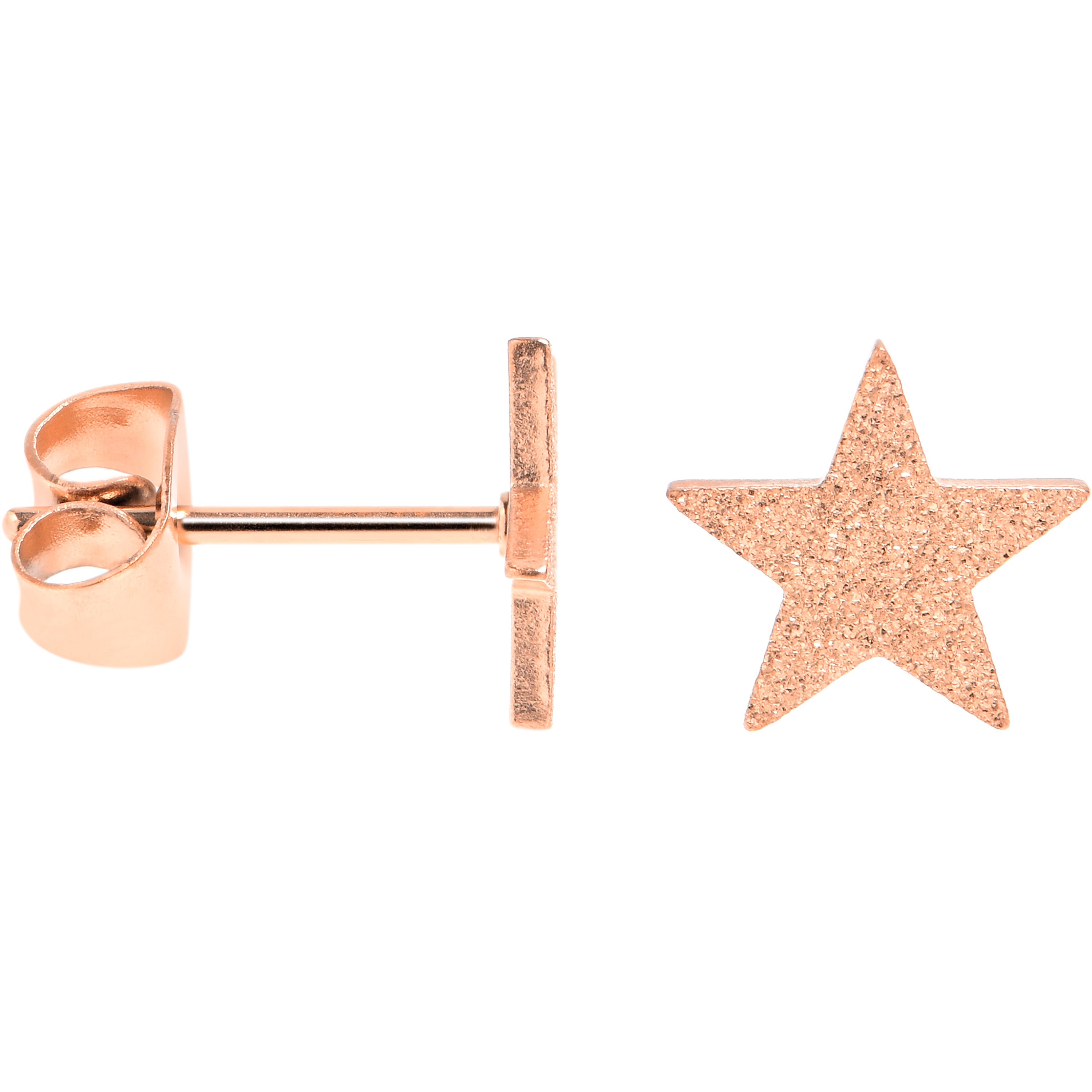 4mm-8mm Stars Stud Rose Gold Tone 316L Stainless Steel Earrings 6 Pack