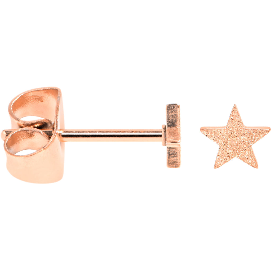 4mm-8mm Stars Stud Rose Gold Tone 316L Stainless Steel Earrings 6 Pack