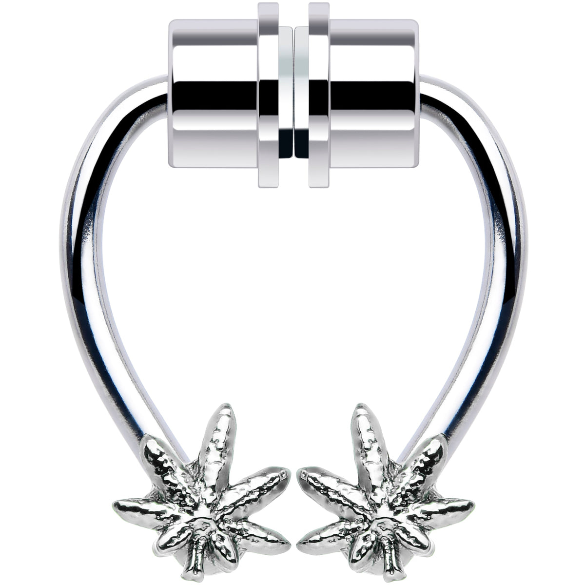 Pot Leaf Magnetic Septum Ring Horseshoe Non-Pierced Fake Nose Ring