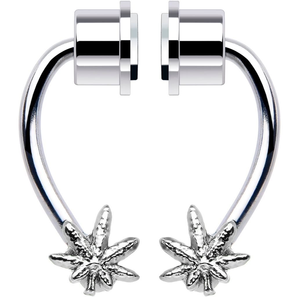 Pot Leaf Magnetic Septum Ring Horseshoe Non-Pierced Fake Nose Ring