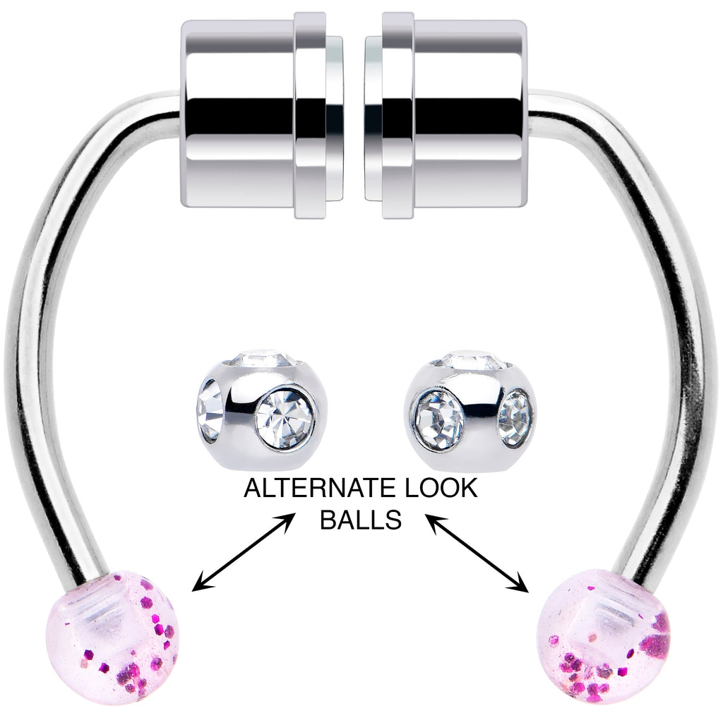 Pink Gem Magnetic Septum Ring Horseshoe Non-Pierced Fake Nose Ring