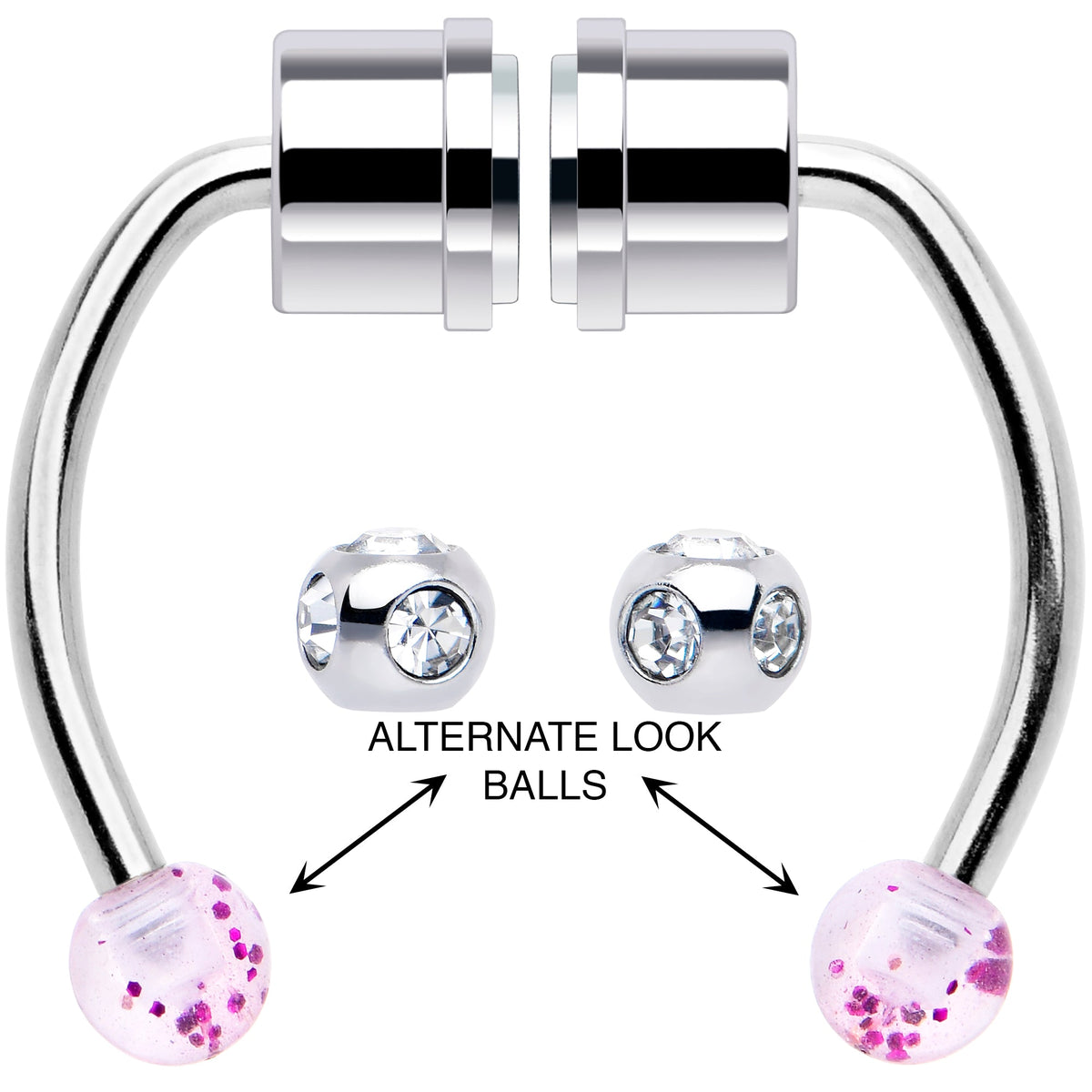 Pink Gem Magnetic Septum Ring Horseshoe Non-Pierced Fake Nose Ring