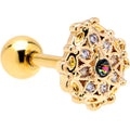 16G 1/4 Vitrail Gem Gold Tone Blossom Bloom Cartilage Earring