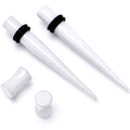 White Acrylic Shimmer Finish Taper Plug Set 6mm to 20mm Sizes