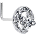 20G 7mm Clear Gem Lunar Dragonfly L Shape Nose Ring