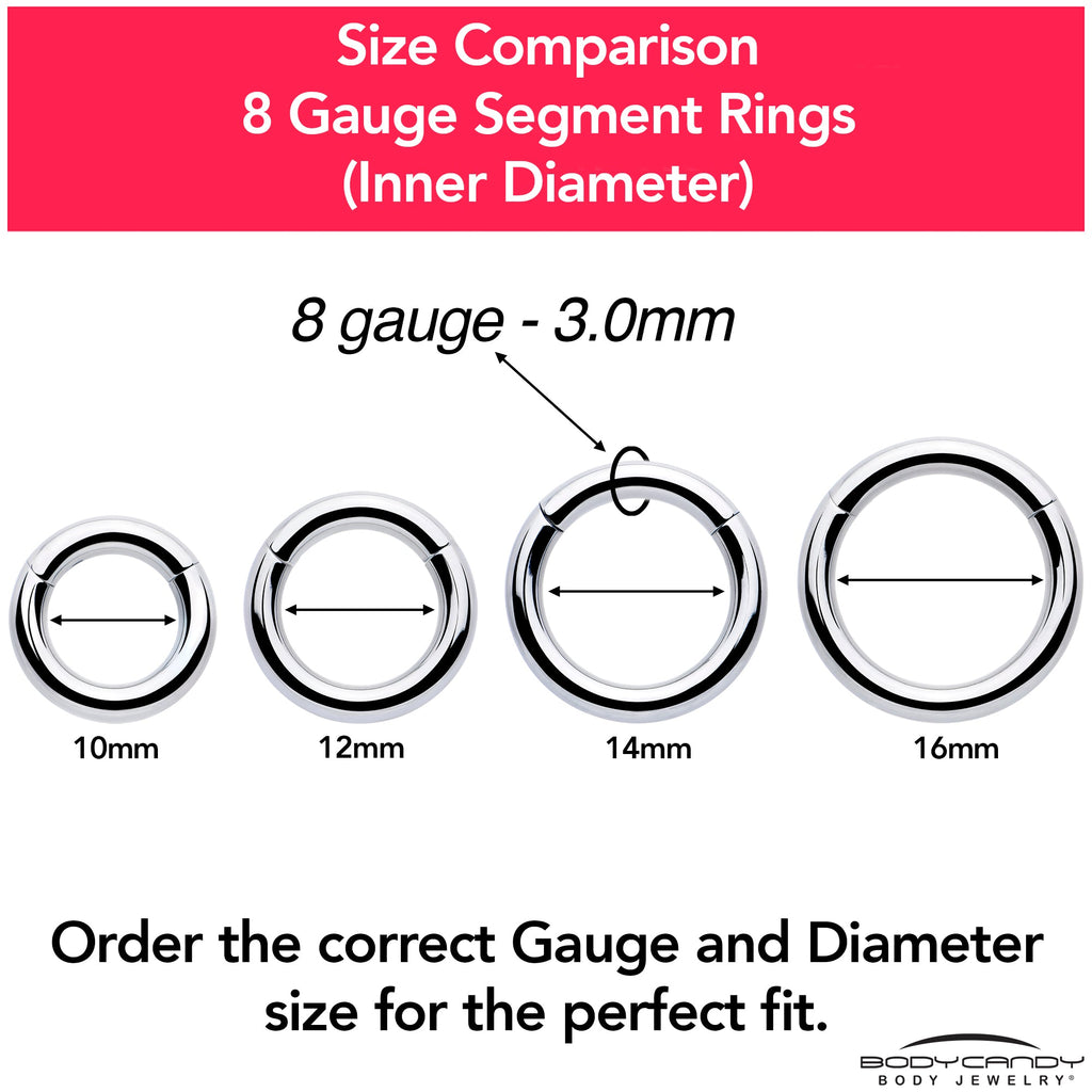8G 9/16 316L Surgical Steel Precision Hinged Segment Hoop