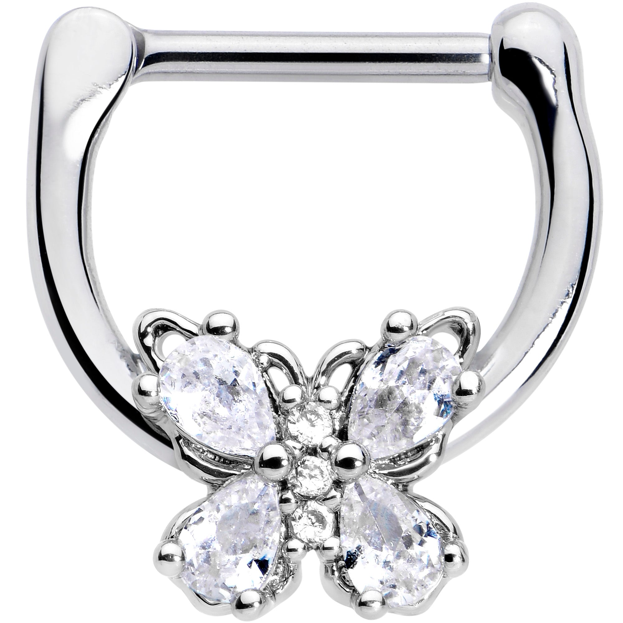 16G 5/16 Clear Gem Baroque Beauty Butterfly Cartilage Clicker