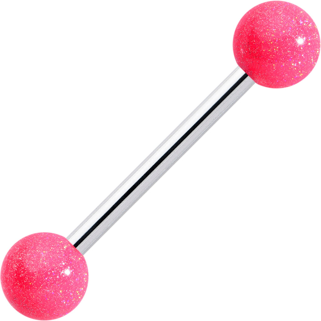 Pastel Shimmer Pink Ends Barbell Tongue Ring
