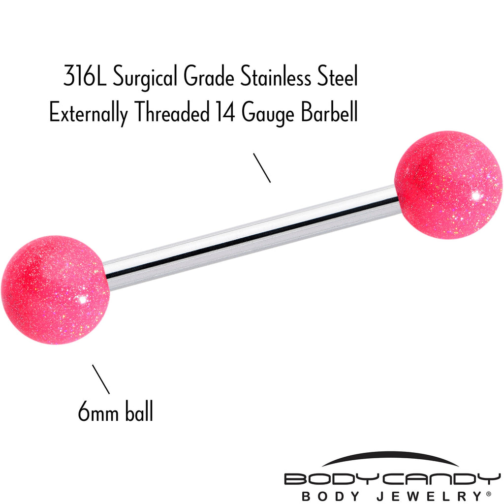 Pastel Shimmer Pink Ends Barbell Tongue Ring