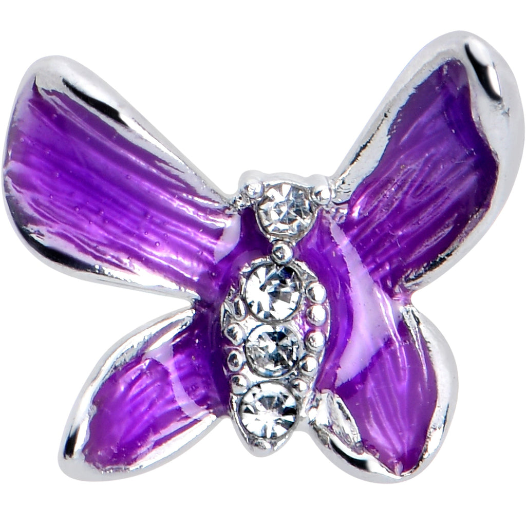 16G 5/16 Clear Gem Chunky Butterfly Purple Labret Monroe Tragus