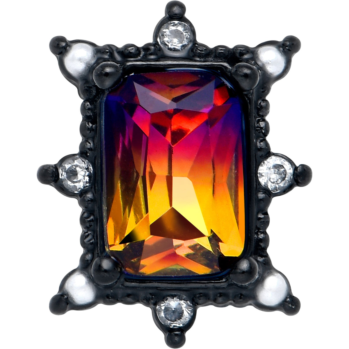 Red Tourmaline Black Star Fire Barbell Tongue Ring