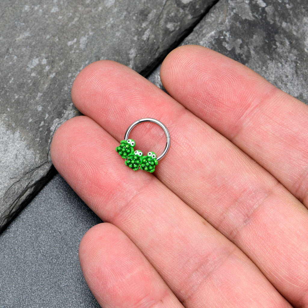 16G 3/8 Texture Turtle Trio Hinged Segment Ring
