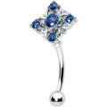 16G 5/16 Vitrail CZ Gem Beauty Cross Curved Eyebrow Ring