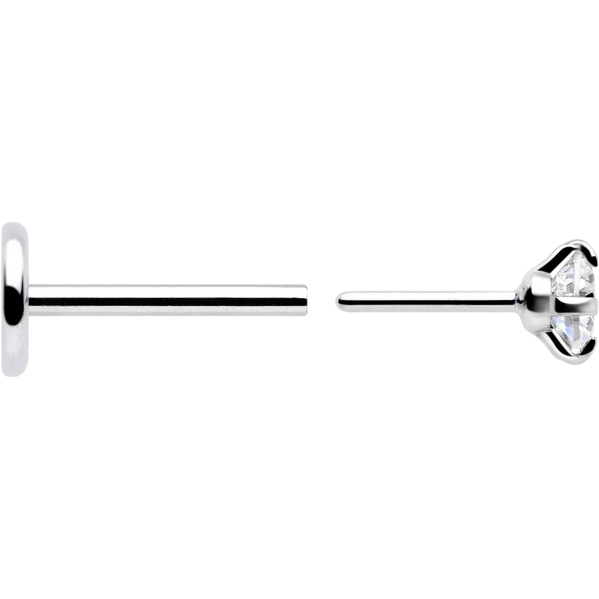 2.5mm Gem Flat Back Earring Threadless Push In Stud 20G
