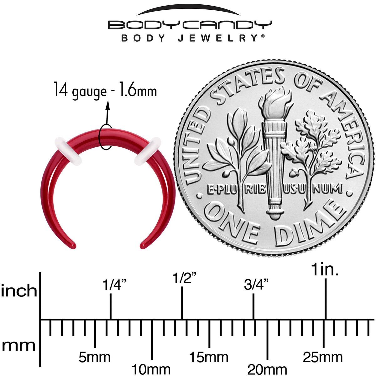Stainless Steel Crescent Pincher Septum Ring - 14G and 16G