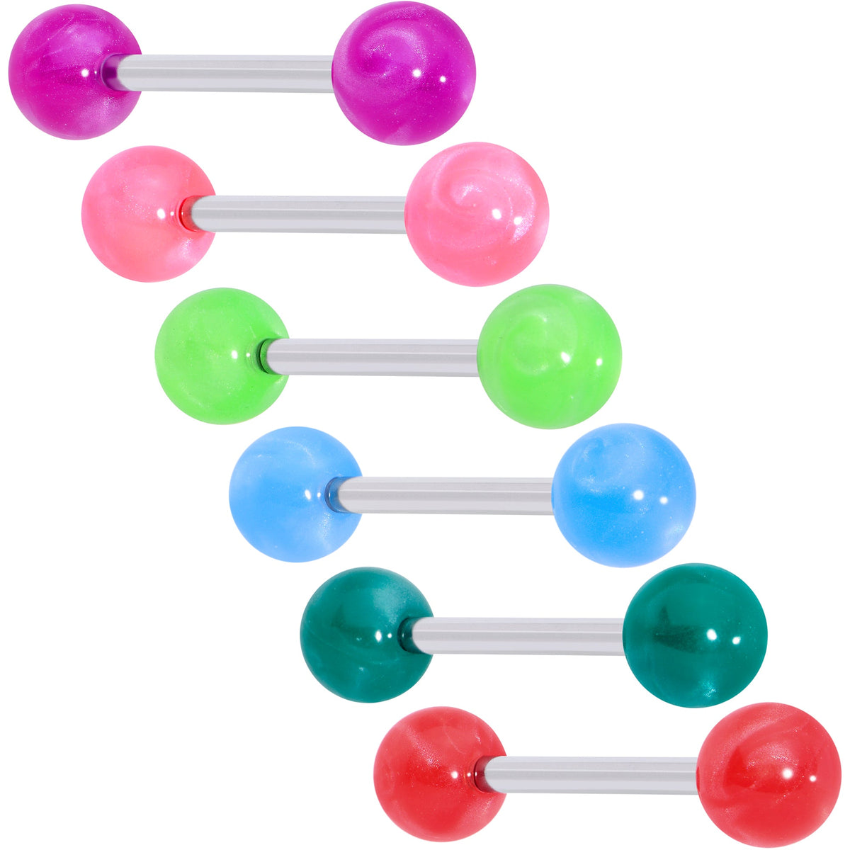 Color Acrylic Ball Tongue Ring Surgical Steel Barbell