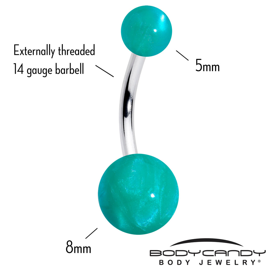 Opaque Teal Green Ends Belly Ring
