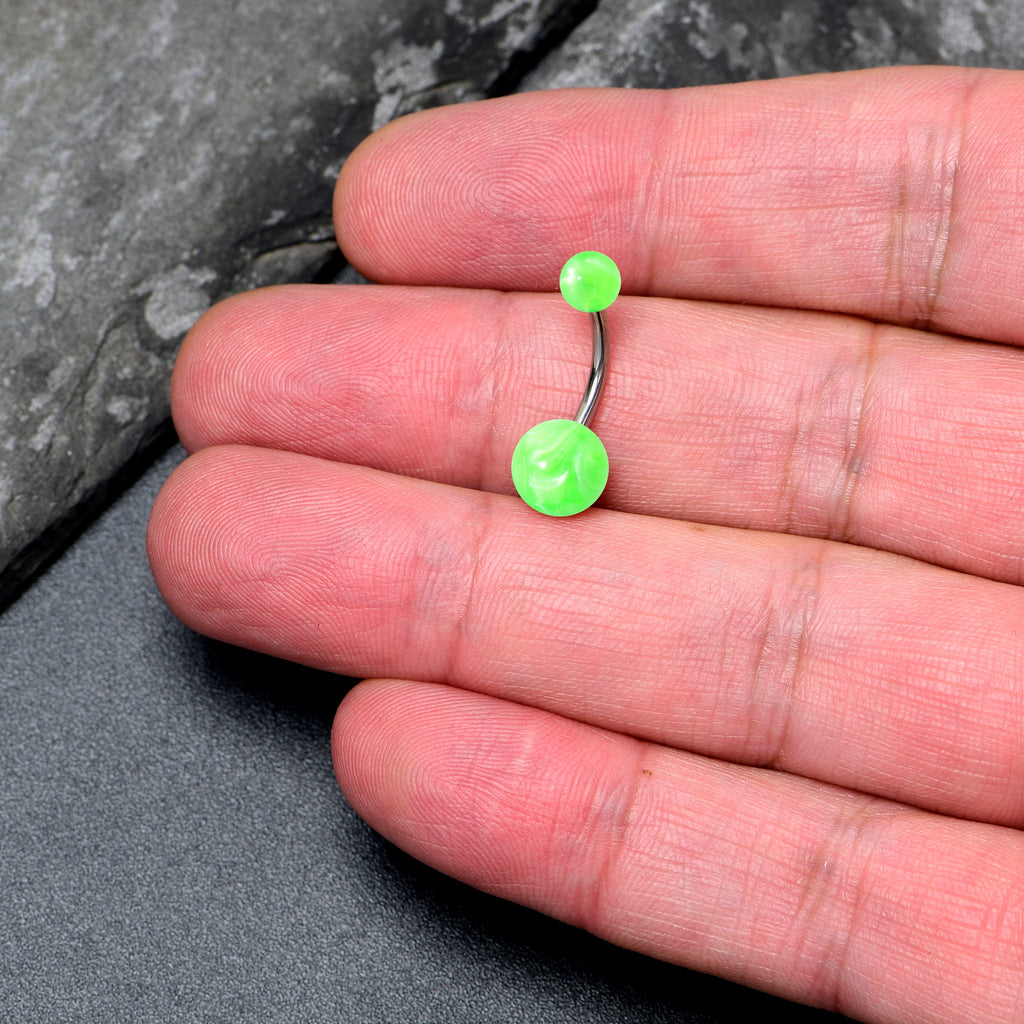 Opaque Bright Green Ends Belly Ring