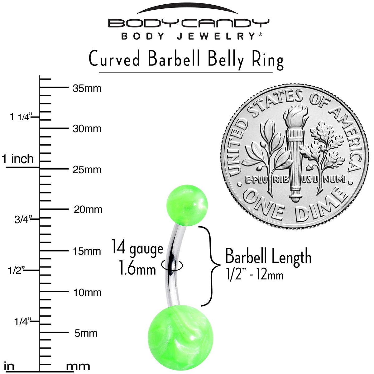 Opaque Bright Green Ends Belly Ring