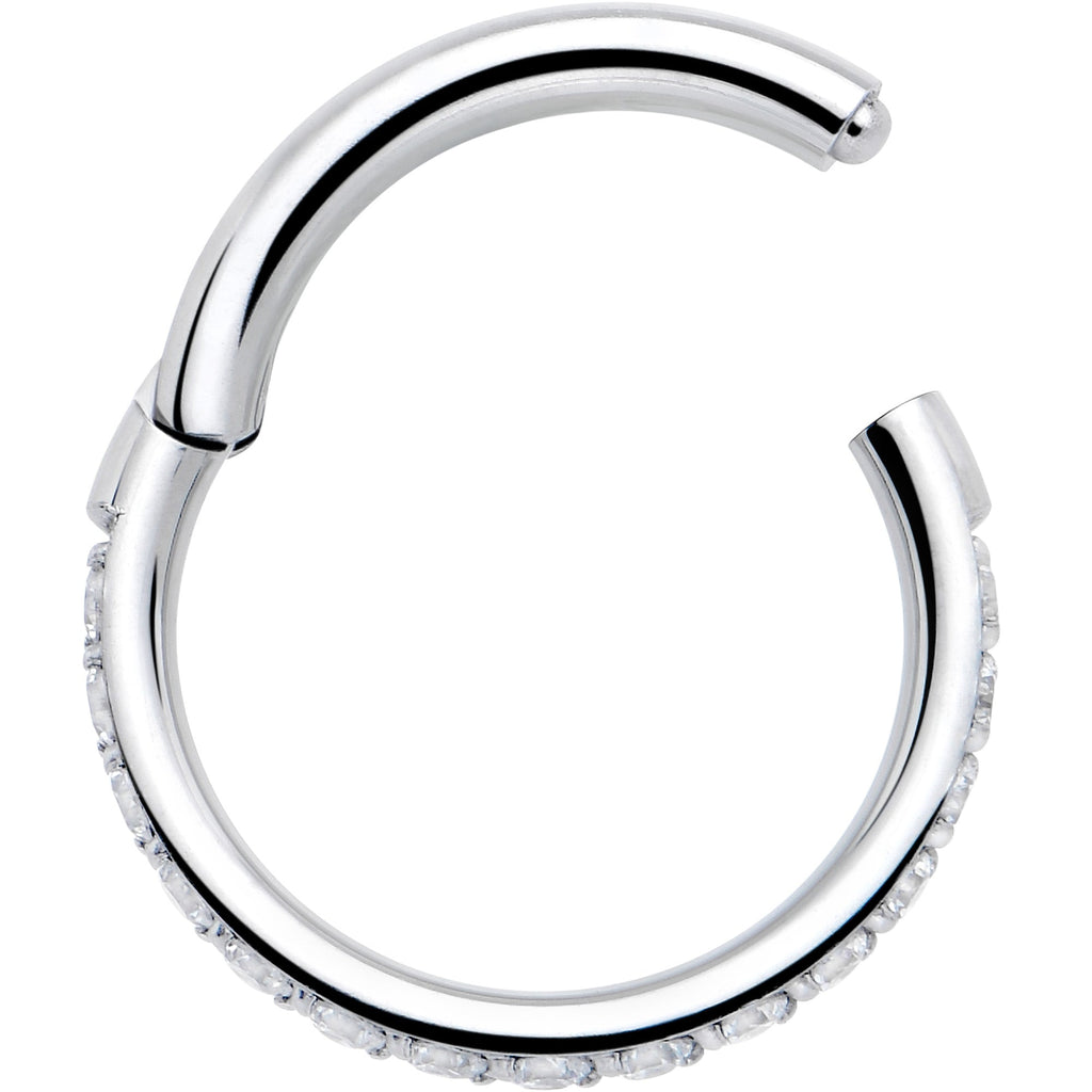 16G Clear Cubic Zirconia Forward Facing Hinged Segment Ring