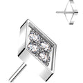 Clear CZ Gem ASTM F-136 Rhombus Flat Back Earring Push In Top