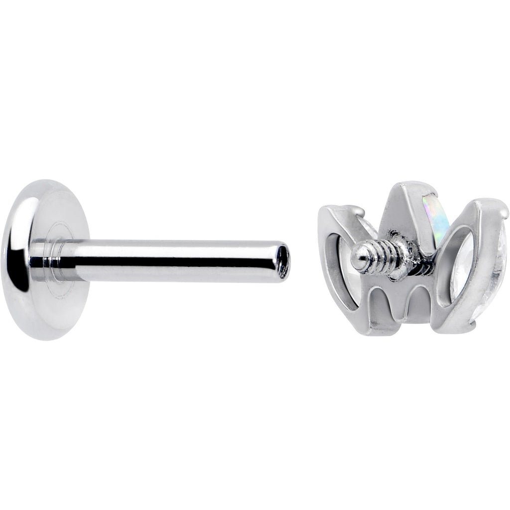 Titanium Internally Threaded Flat Back Stud - 18G Fancy CZ Opal