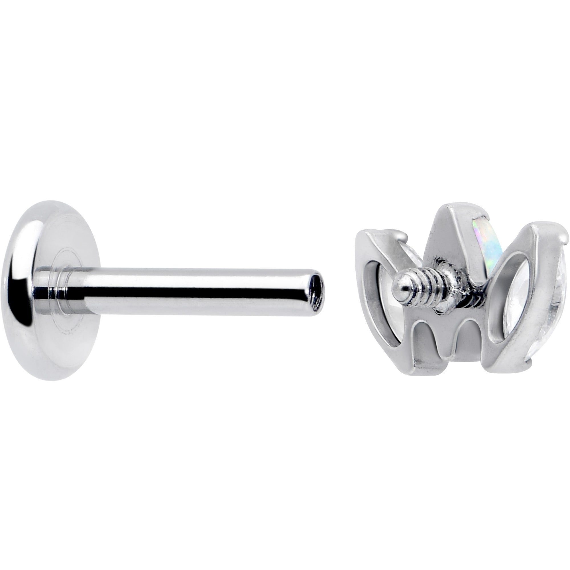 Titanium Internally Threaded Flat Back Stud - 18G Fancy CZ Opal