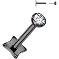 18G 1/4 3mm CZ Gem Black PVD Medical Grade Titanium Reversible Flat Back Earring