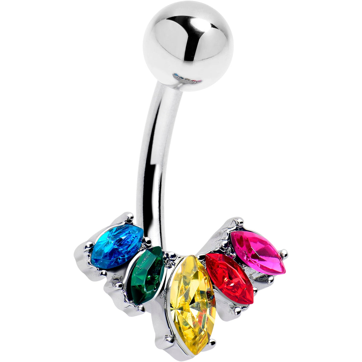 Rainbow Gem Pride Fancy Glam Belly Ring