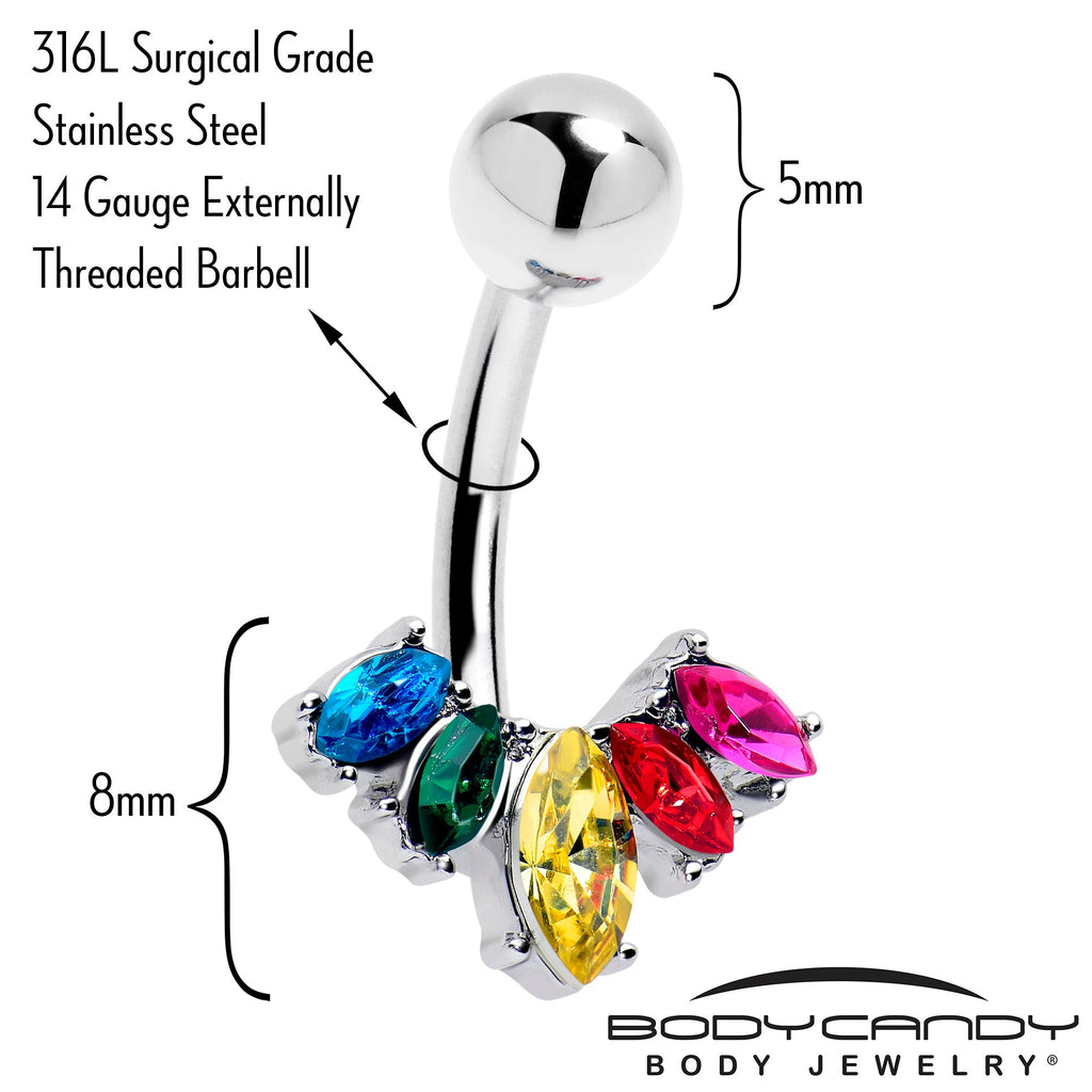 Rainbow Gem Pride Fancy Glam Belly Ring