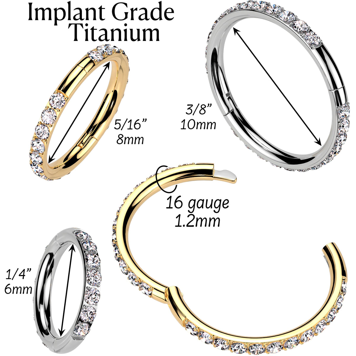 Implant Grade Titanium Forward CZ Double Sided Hoop Segment Ring