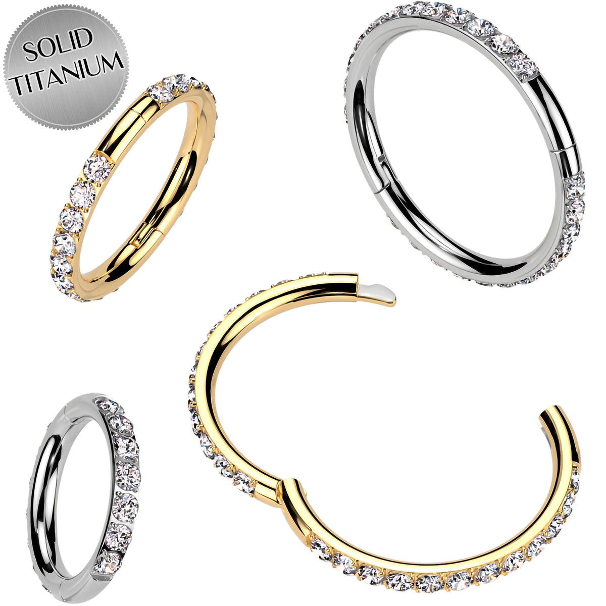 Implant Grade Titanium Forward CZ Double Sided Hoop Segment Ring