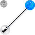 Synthetic Opal Hypoallergenic Titanium Barbell Tongue Ring