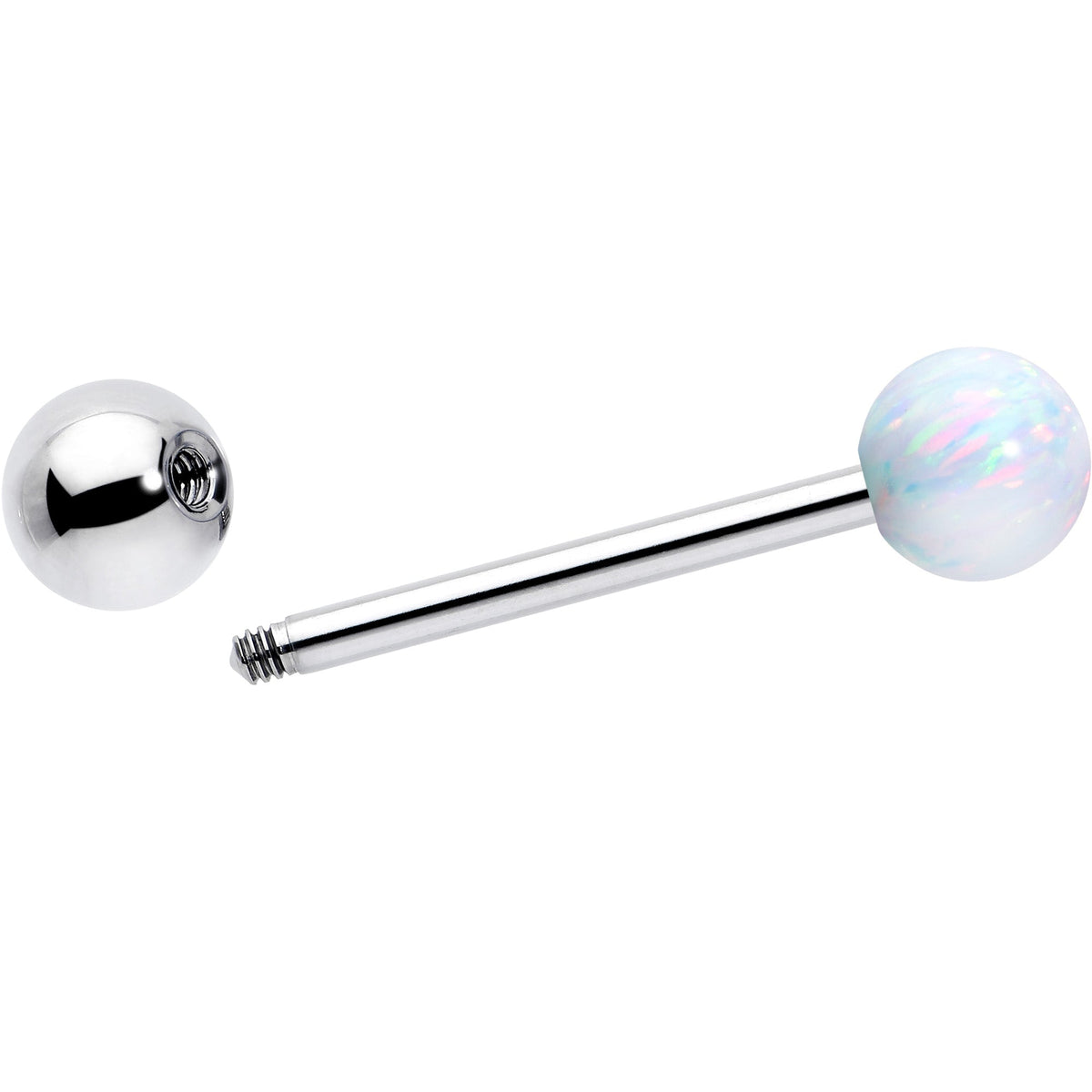 Synthetic Opal Hypoallergenic Titanium Barbell Tongue Ring