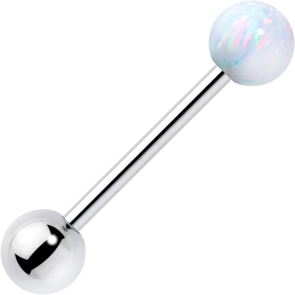 Synthetic Opal Hypoallergenic Titanium Barbell Tongue Ring