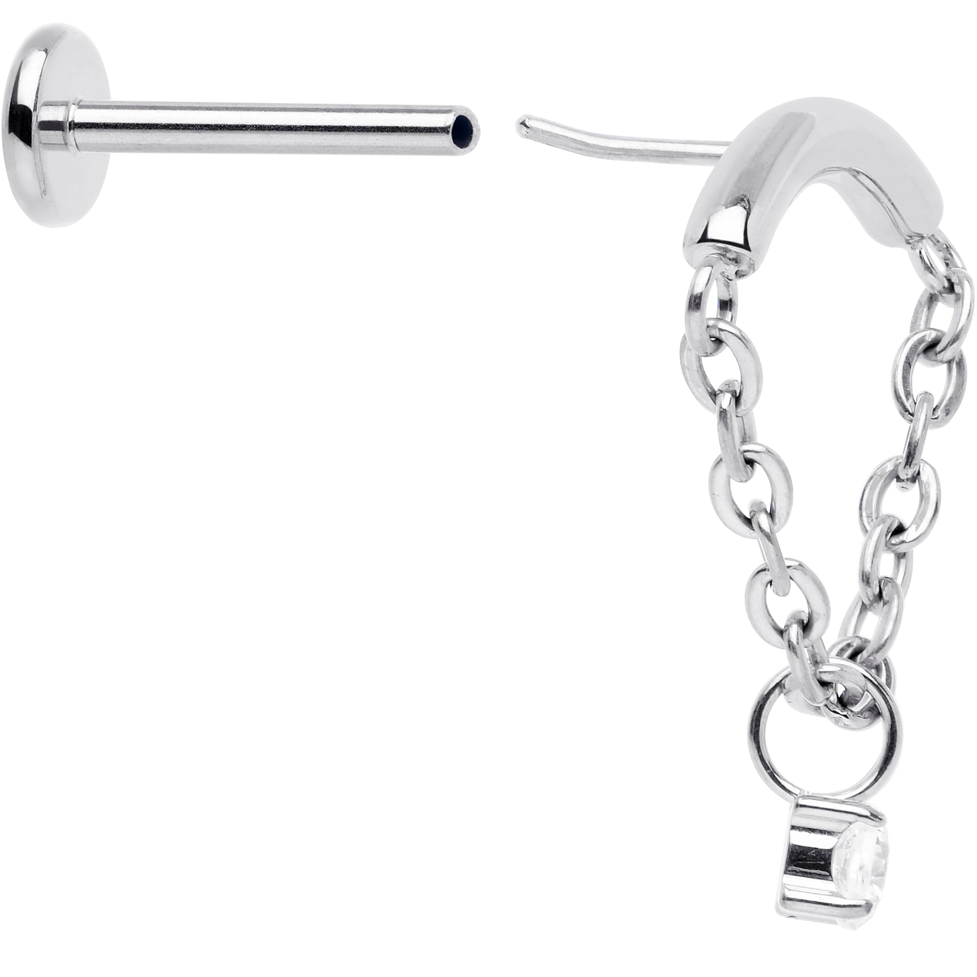 18G 5/16 CZ Gem Titanium Threadless Dangle Hidden Helix Earring