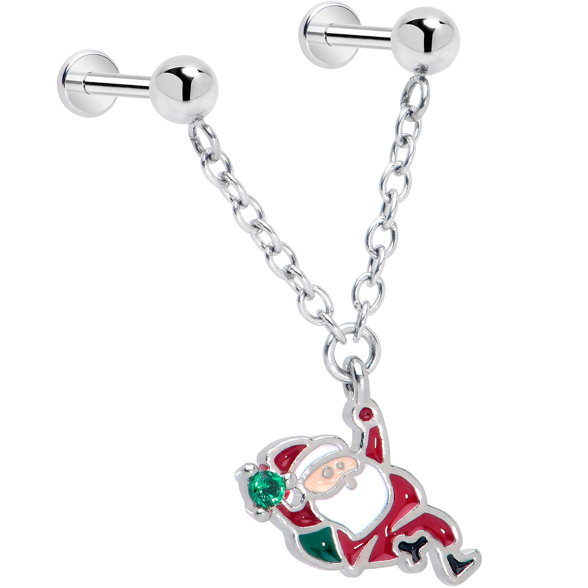 Christmas Flat Back Earrings - Santa Claus Holiday Double Earrings