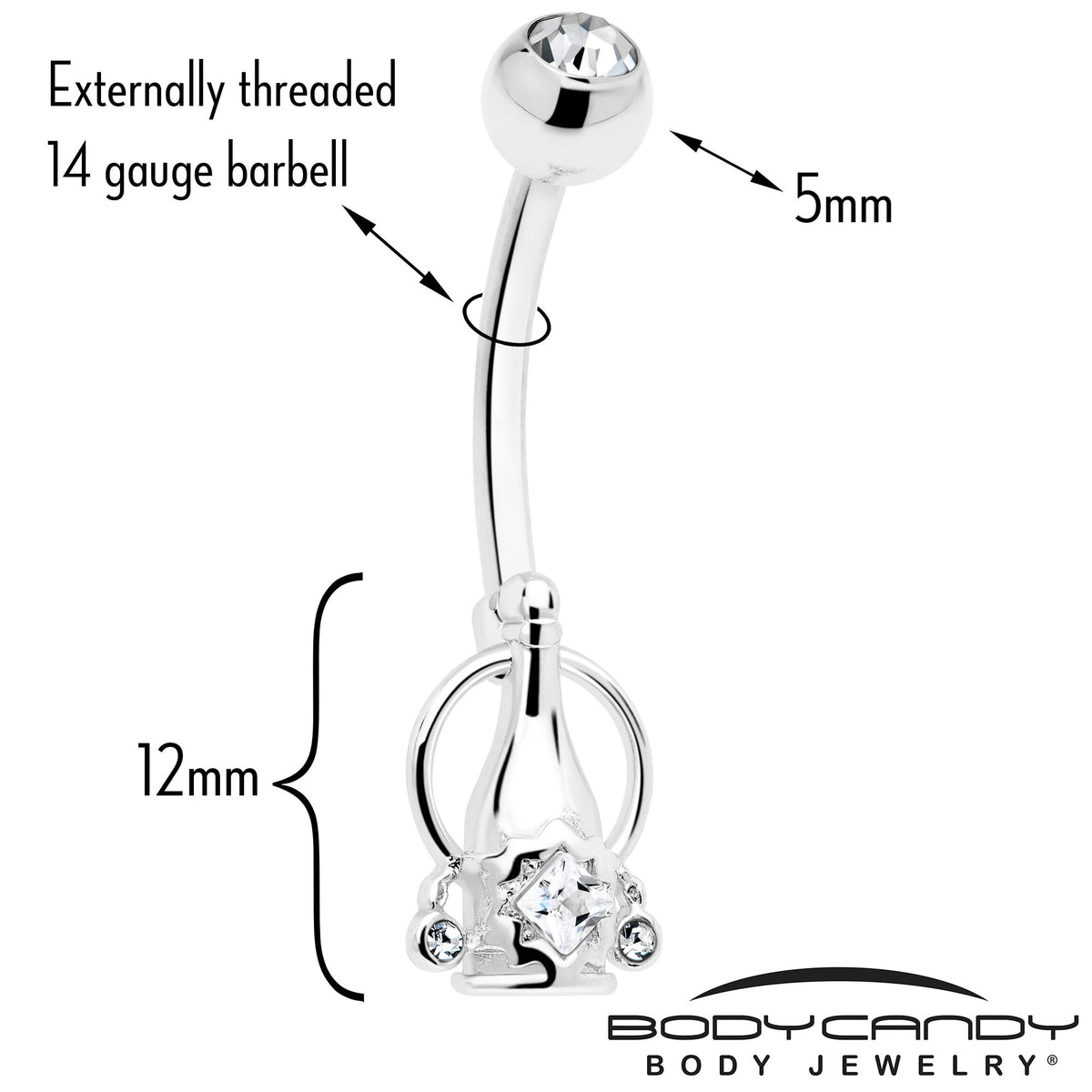 Clear Gem Champagne Dreams Dangle Belly Ring