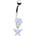Solar Blue CUBIC ZIRCONIA BUTTERFLY DROP Belly Ring