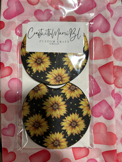 Cutesy Sunflower vibes Car Coasters