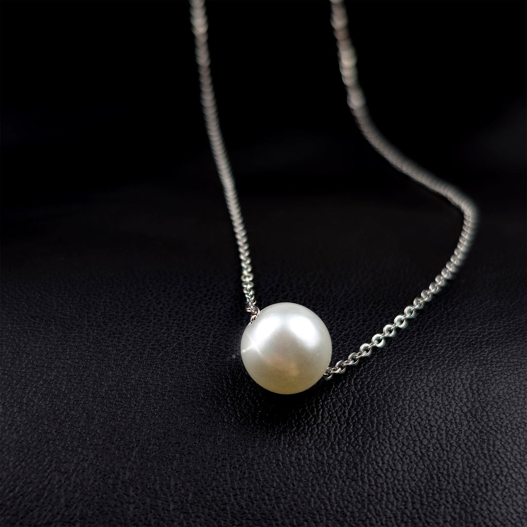 Stainless Steel Chain Necklace Minimalist Pearl Pendant Necklace